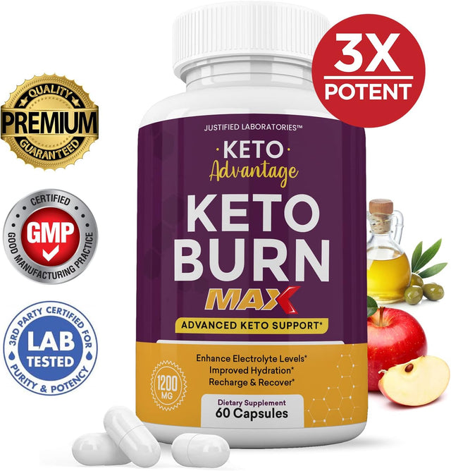 (2 Pack) Keto Advantage Keto Burn Max 1200MG Keto Pills Includes Apple Cider Vinegar Gobhb Exogenous Ketones Advanced Ketogenic Supplement Ketosis Support for Men Women 120 Capsules