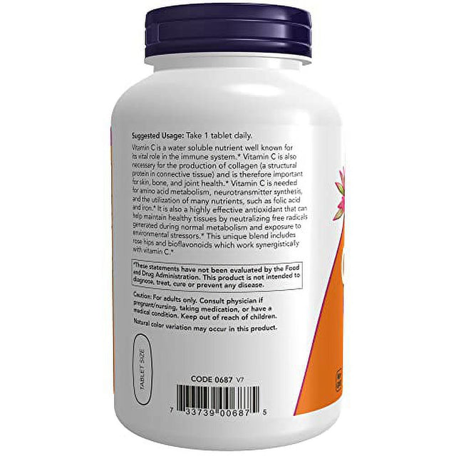 NOW Supplements, Vitamin C-1,000 with Rose Hips & Bioflavonoids, Antioxidant Protection*, 250 Tablets