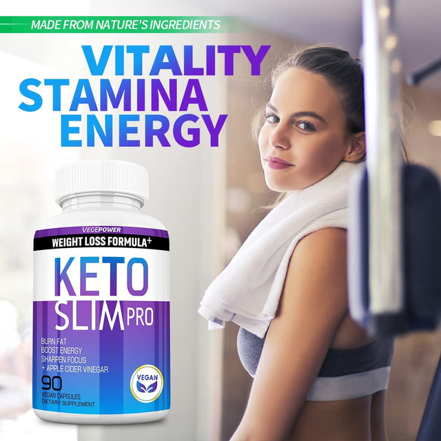 Keto Pills Apple Cider Vinegar Weight Loss Fat Burner Ketosis Diet Support Boost Energy Ketones Supplement with ACV for Women Men 90 Capsules