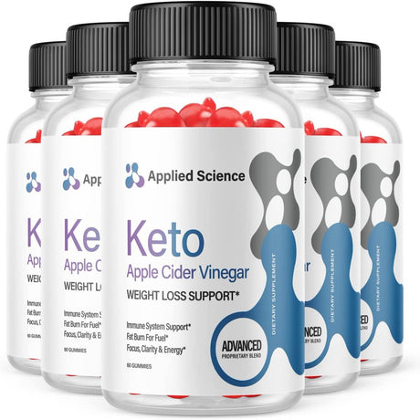 (5 Pack) Applied Science Keto ACV Gummies - Supplement for Weight Loss - Energy & Focus Boosting Dietary Supplements for Weight Management & Metabolism - Fat Burn - 300 Gummies