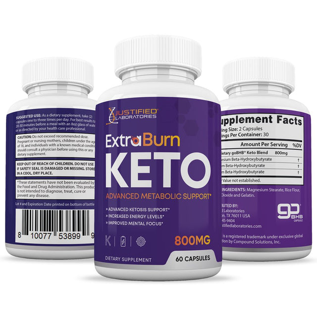 (2 Pack) Extra Burn Keto Pills Gobhb® Exogenous Ketones Advanced Ketogenic Supplement 120 Capsules