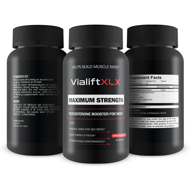 Vialift XL X Maximum Strength Testosterone Booster for Men - Helps Build Muscle Mass - Support Improved Testosterone Levels This Male Herbal Formula - Stamina - Strength - Power - Youth