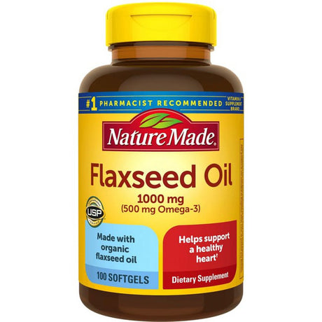 Nature Made Flaxseed Oil 1000 Mg Softgels, Dietary Supplement, 100 Count