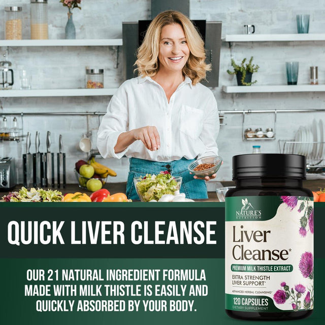 Liver Cleanse Detox & Repair Formula - Herbal Liver Support Supplement with Milk Thistle with Silymarin, Artichoke Extract, Dandelion, Beet, Chicory Root, & Turmeric for Liver Health - 120 Capsules