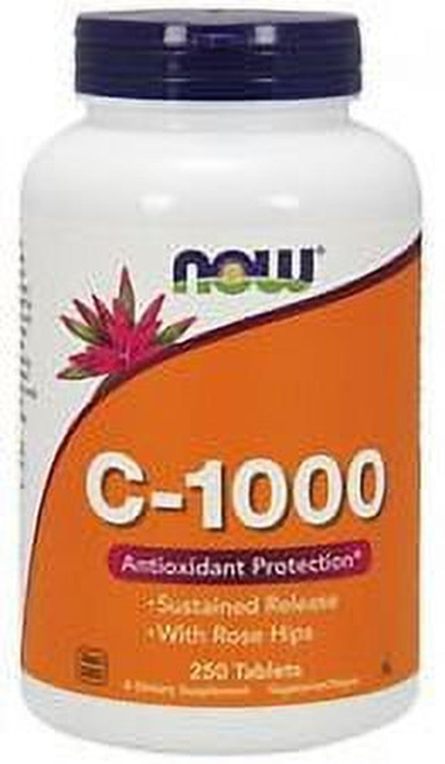 NOW Foods Vitamin C-1000 Sustained Release with Rose Hips, 250 Tablets