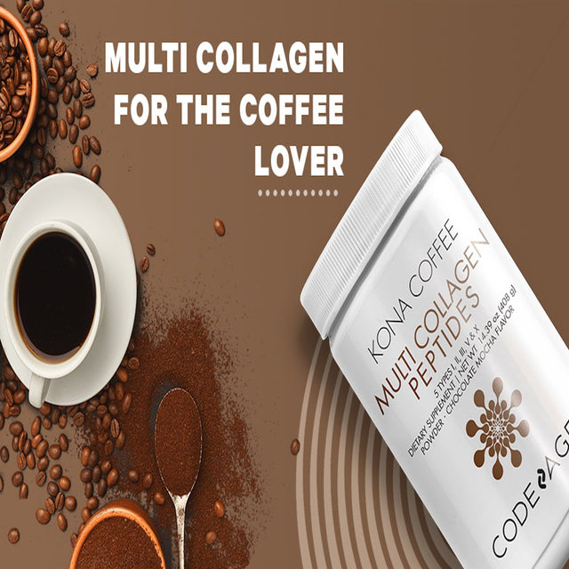 Codeage Multi Collagen Peptides Powder, Mocha Coffee, Grass-Fed Pasture-Raised Hydrolyzed Collagen, 14.39 Oz