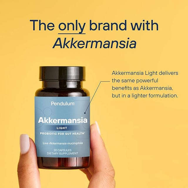 Pendulum Akkermansia Light - the ONLY Brand with Akkermansia | a Live Probiotic Supplement for Women and Men - Increases GLP-1, Improves Digestive Health, Includes Fiber