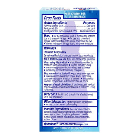 Clear Eyes Triple Relief Lubricant Eye Drops, 0.5 Fl Oz