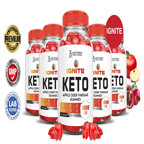 (5 Pack) Ignite Keto ACV Gummies 1000MG Dietary Supplement 300 Gummys