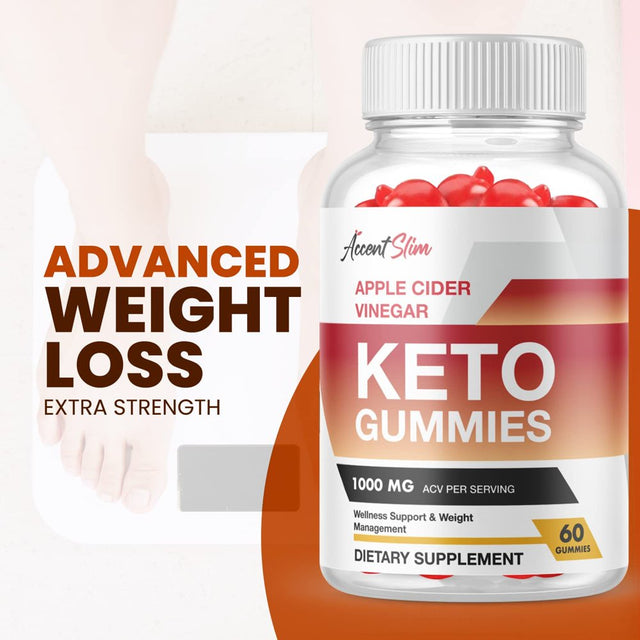 (5 Pack) Accent Slim Keto ACV Gummies - Supplement for Weight Loss - Energy & Focus Boosting Dietary Supplements for Weight Management & Metabolism - Fat Burn - 300 Gummies