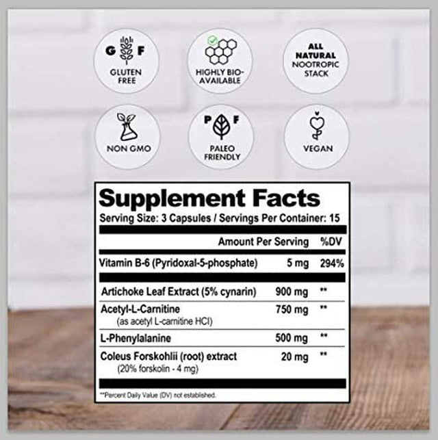 NATURAL STACKS Neurofuel Nootropic Brain Supplement - Improved Focus, Memory & Motivation - Original CILTEP Formula Nootropics Brain Support Supplement Focus Pills & Energy Supplement - 45 Capsules