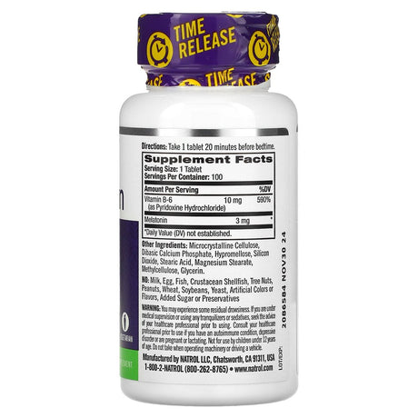 Natrol, Melatonin, Time Release, 3 Mg, 100 Tablets