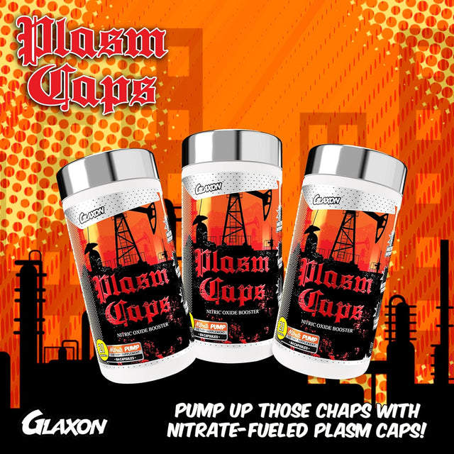 Glaxon Plasm Caps Nitric Oxide Booster, Stimulant-Free Pre Workout for More Intense Pump and Maximized Blood Flow with 1000Mg Betaine Nitrate, 84 Capsules