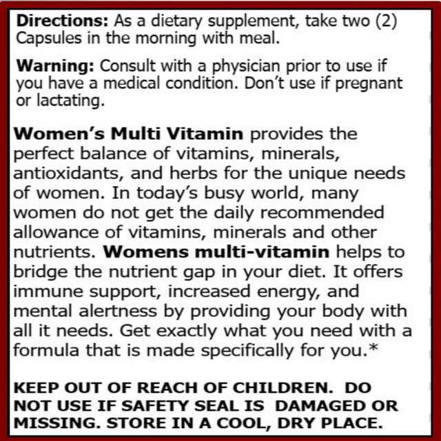 Miraclemulti Women'S Multivitamin - Female Support Formula and B Vitamins for Women, Immune Support, Antioxidant Complex, Non-Gmo - 60 Capsules