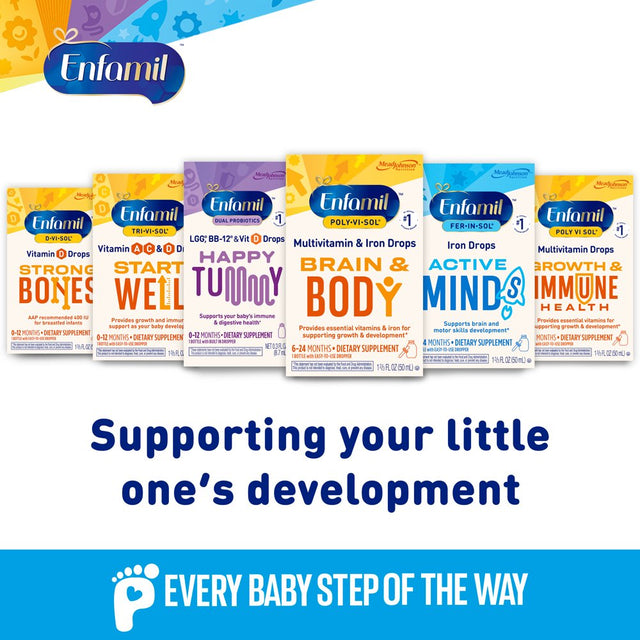 Enfamil Poly-Vi-Sol 8 Multi-Vitamins & Iron Supplement Drops for Infants & Toddlers, Supports Growth & Development, 50 Ml Dropper Bottle