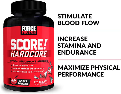 Force Factor SCORE!, 2-Pack, Hardcore Nitric Oxide Booster Supplement for Men with L-Citrulline, Yohimbe, Black Maca & B Vitamins to Increase Stamina, Maximize Physical Performance, 240 Tablets