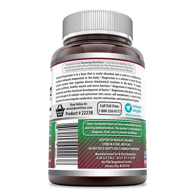 Amazing Formulas - Chelated Magnesium Dietary Supplement - 250 Milligrams - 180 Tablets (Non-Gmo) - Promotes Muscle and Bone Health - Supports Metabolic Energy Production. *