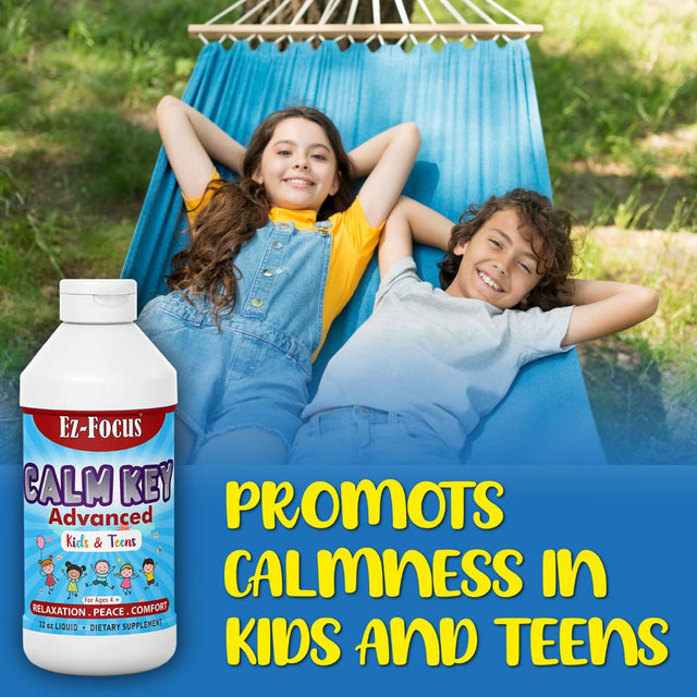 Calm Key Kids Calm Support Liquid Extract, Aid for Relaxation, Calmness, Sleep Support, Immune Support, Positive Mood, Non-Habit Forming Vegan, Sugar-Free by Ez-Focus