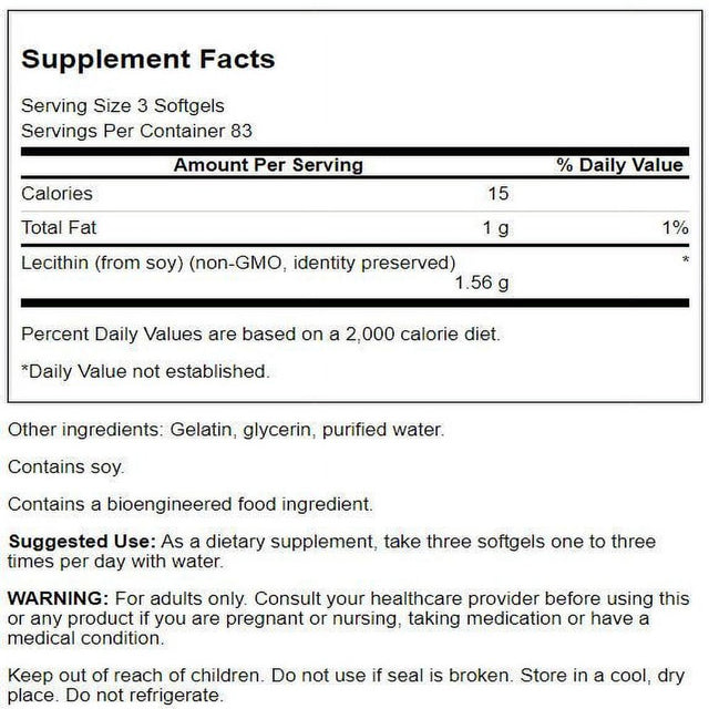 Swanson Lecithin - Non-Gmo 520 Mg 250 Sgels 2 Pack