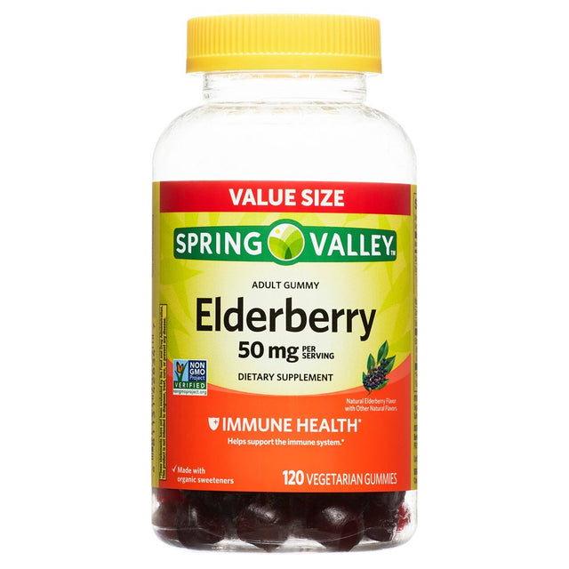 Spring Valley Non GMO Vegetarian Gummies, Elderberry, 50 Mg, 120 Count Value Size