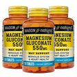 Mason Natural Magnesium Gluconate 550 Mg - Healthy Heart and Nervous System, Improved Muscle Function and Blood Pressure Levels, 100 Tablets (Pack of 3)