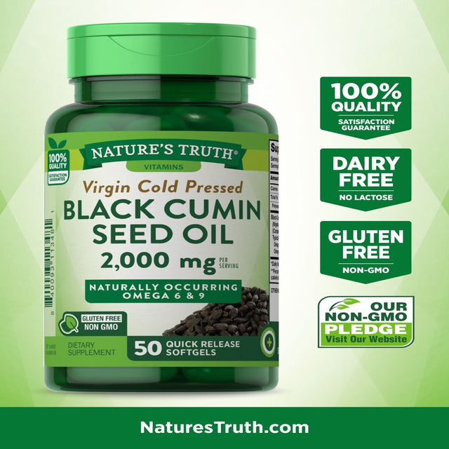 Black Cumin Seed Oil 2000 Mg | 50 Softgel Capsules | Cold Pressed Pills | Non-Gmo, Gluten Free | by Nature'S Truth