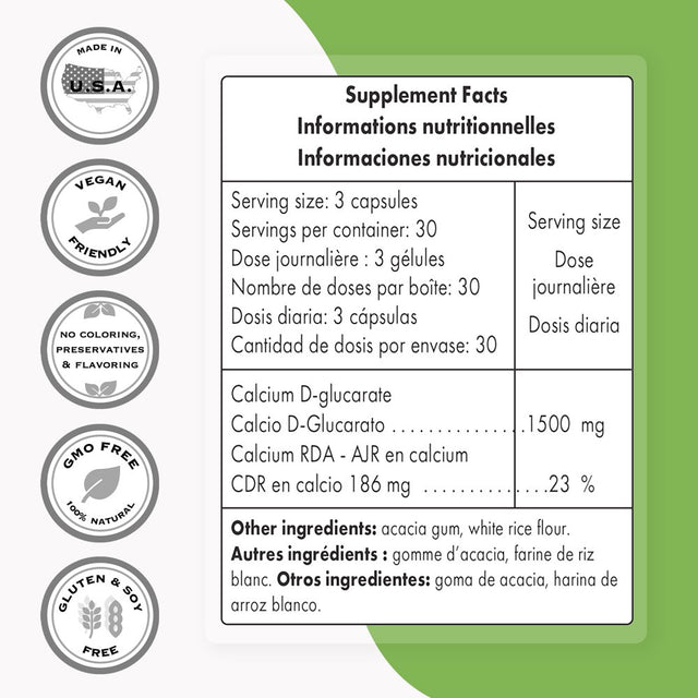 Supersmart - Calcium D-Glucarate 1500 Mg per Day - Antioxidant & Detox Supplement - Liver Support | Non-Gmo & Gluten Free - 90 Vegetarian Capsules