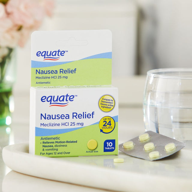 Equate Nausea Relief Meclizine Hcl Tablets, 25 Mg, 10 Count