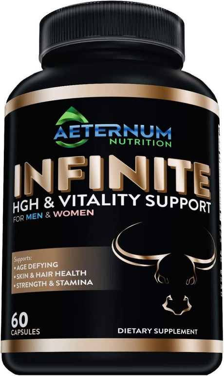 Infinite - HGH - Testosterone - Vitality Supplement-Includes Argnine-Glutamine, and More! Supports Strength, Stamina, Skin & Hair Health, Muscle Growth. for Men and Women 60 Capsules per Bottle.