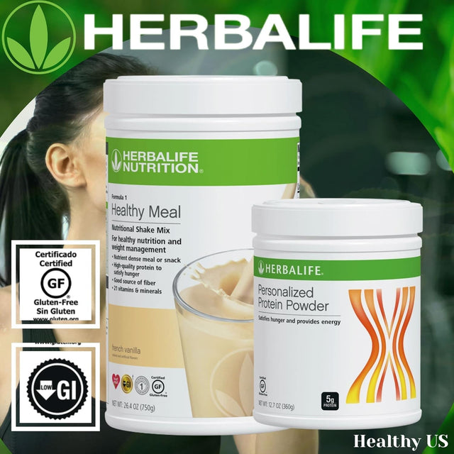 HERBALIFE (DUO) FORMULA 1 Healthy Meal Nutritional Shake Mix (French Vanilla) with PERSONALIZED PROTEIN POWDER