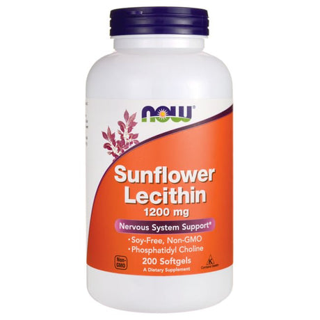 NOW Supplements, Sunflower Lecithin 1200 Mg with Phosphatidyl Choline, 200 Softgels