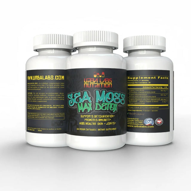 Urbalabs Sea Moss Max Blast Detox Organic Sea Moss Advanced Nootropic Brain Support Gut Cleanse Immunity Increase Energy Levels