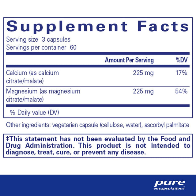 Pure Encapsulations Calcium Magnesium (Citrate/Malate) | Supplement to Support Bone and Cardiovascular Health* | 180 Capsules