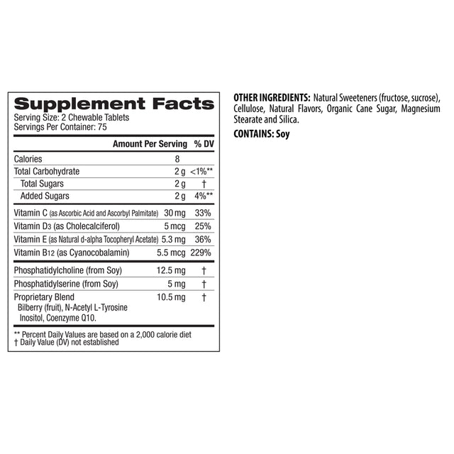 Focus Factor Kids Chewable Daily Vitamin, 150 Count, Brain Health Support with Vitamin B12, C & D3