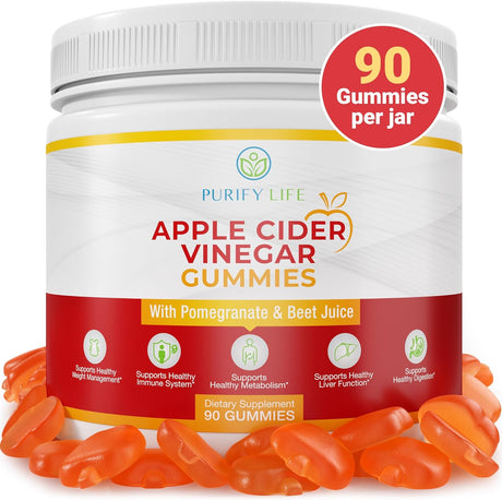 Detox Apple Cider Vinegar Gummies for Adults (90 Chews), Unfiltered ACV Gummies for Improved Gut Health, Metabolism, Digestion & Immune Support, No More Capsules, Pills & Acid Reflux, with the Mother