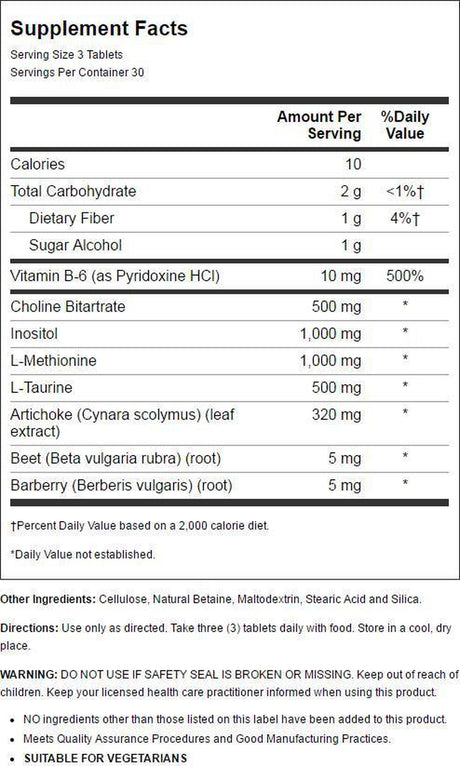 Nature'S Life Lipotropic Complex | Comprehensive Support for Healthy Liver Function | with Choline & Inositol | Non-Gmo | 90 Vegetarian Tablets