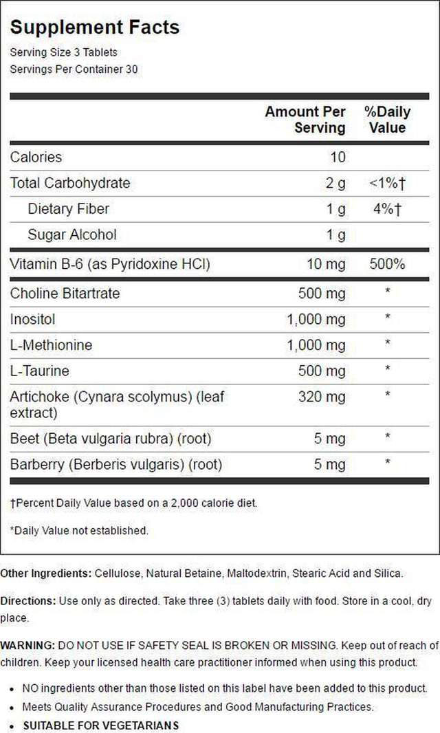 Nature'S Life Lipotropic Complex | Comprehensive Support for Healthy Liver Function | with Choline & Inositol | Non-Gmo | 90 Vegetarian Tablets