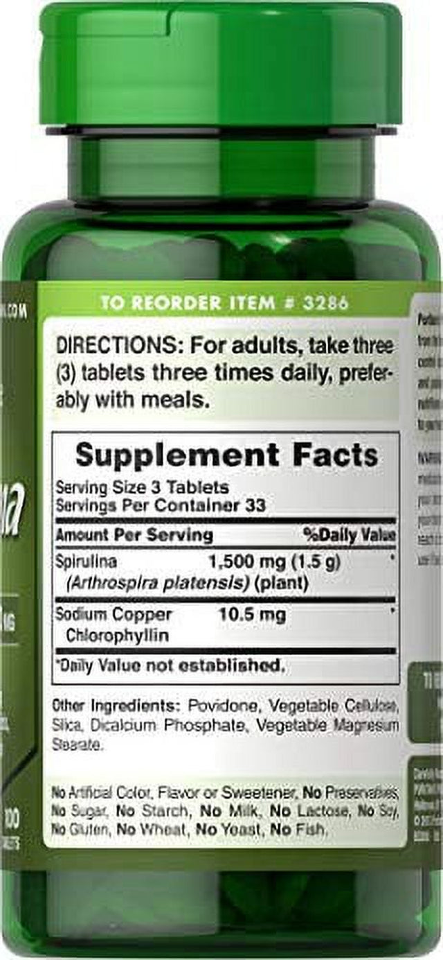 Puritan'S Pride Spirulina 500 Mg-100 Tablets