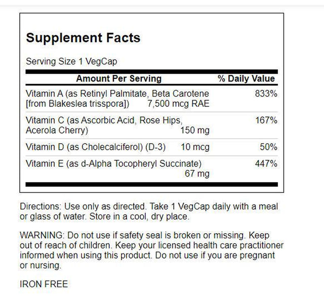 Solaray Once Daily High Energy Multivitamin, W/ No Iron | Complete Multi W/ Whole Food & Herb Base | Non-Gmo | 60 Vegcaps