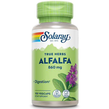 Solaray Alfalfa Leaf 860Mg | Vitamin-Rich Superfood W/ Fiber & Chlorophyll | Healthy Blood, Kidneys & Digestion Support | Non-Gmo, Vegan | 100 Vegcaps