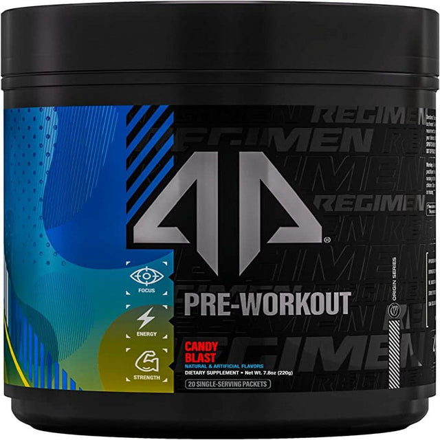 AP Regimen Pre Workout Powder Packets for Laser Focus – Energy – Strength Nitric Oxide Booster 20 Packets/Servings Candy Blast *EN