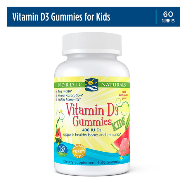 Nordic Naturals Vitamin D3 Gummies Kids, 400 IU, Healthy Immunity, 60 Ct