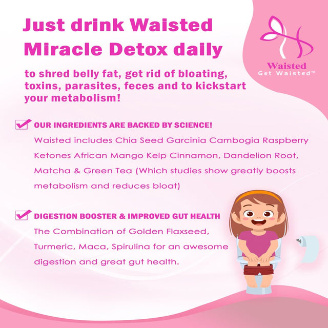 Waisted Miracle Detox & Shred Shake, Shred Belly Fat, Get Rid of Bloating, Toxins, Parasites, Feces and Kickstart Your Metabolism, 15 Servings