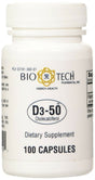 Bio-Tech Pharmacal Vitamin D3-50 Cholecalciferol 50000 IU 100 Capsules 3 Pack