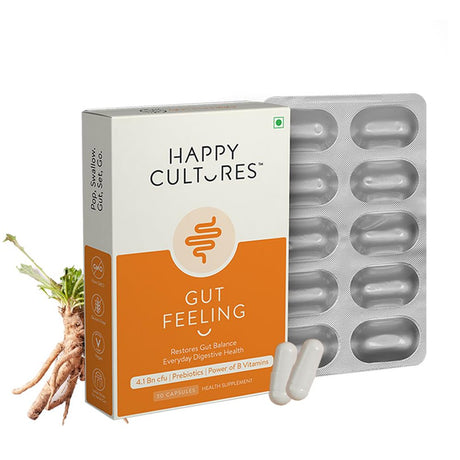 Gut Feeling Digestion Supplement Unique Blend of Probiotics for Daily Digestive - 30 Veg Capsule