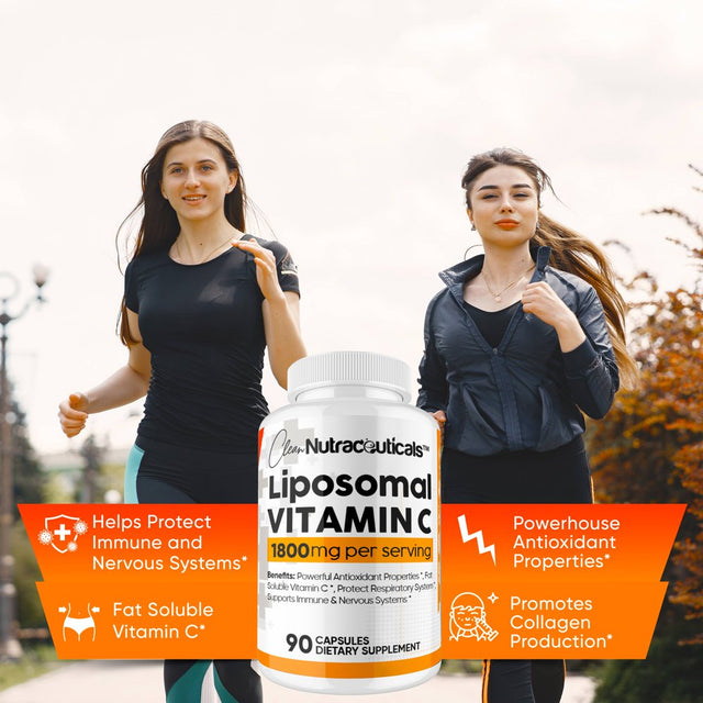 Liposomal Vitamin C Capsules 1800Mg High Absorption VIT C, Immune System & Collagen Booster, Fat Soluble Immunity Support Ascorbic Acid Supplement, 270 Natural Vegan Capsules