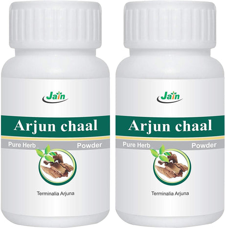 Jain'S Arjun Chaal Powder - 100 GMS (2 Bottles) - Indian Ayurveda'S Pure Natural Herbal Supplement Powder