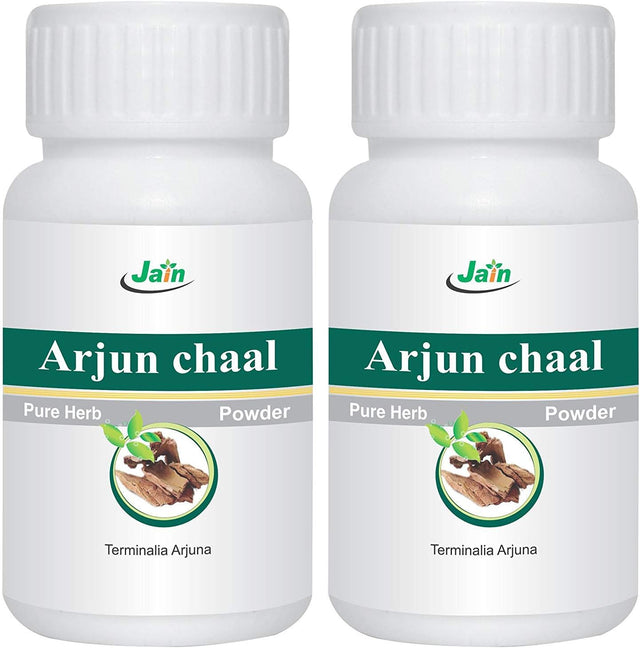 Jain'S Arjun Chaal Powder - 100 GMS (2 Bottles) - Indian Ayurveda'S Pure Natural Herbal Supplement Powder