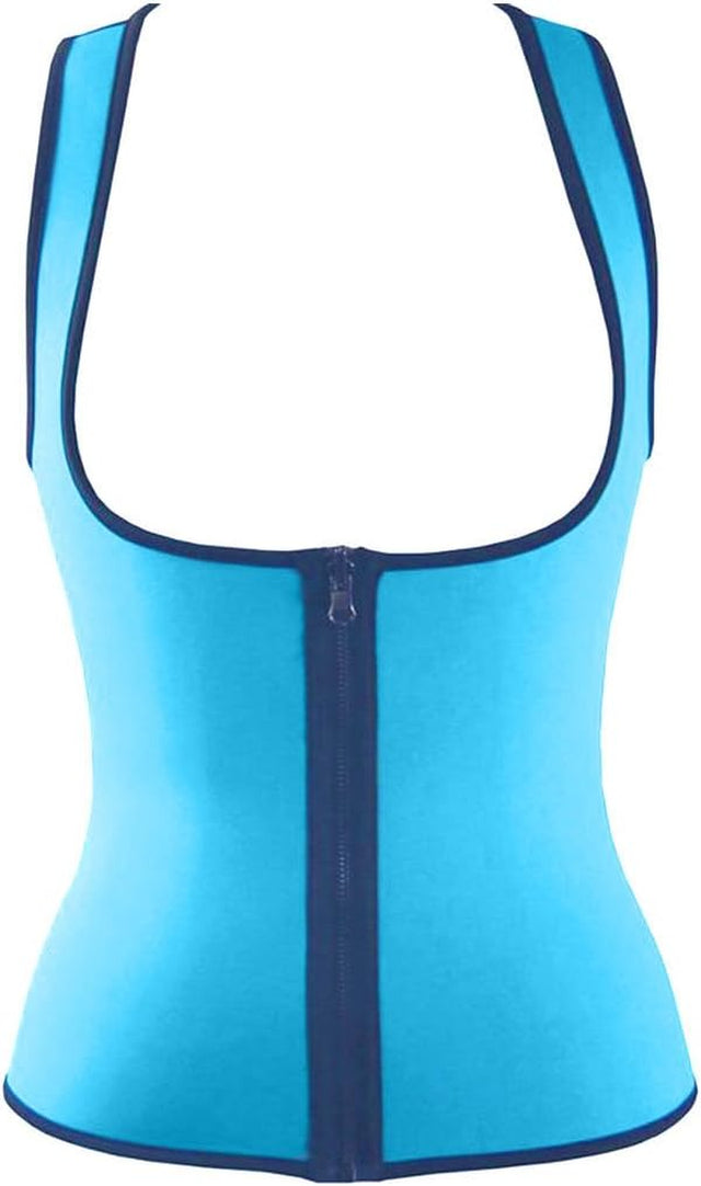 Women Slimming Body Shaper Weight Loss Sweat Tank Top Shirt Neoprene Vest Sauna Waist Trainer Corset with Zipper for Sport Workout Fitness