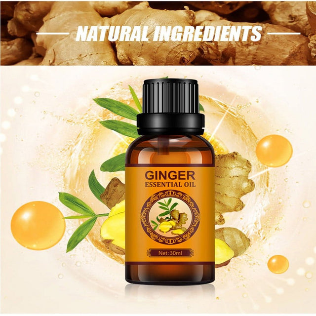 Ginger Essential Oil, Belly Drainage Ginger Oil, Lymphatic Drainage Ginger Oil, Plant Aroma Oil Massage to Promote Blood Circulation, Care for Skin, Fat Burning, Weight Loss